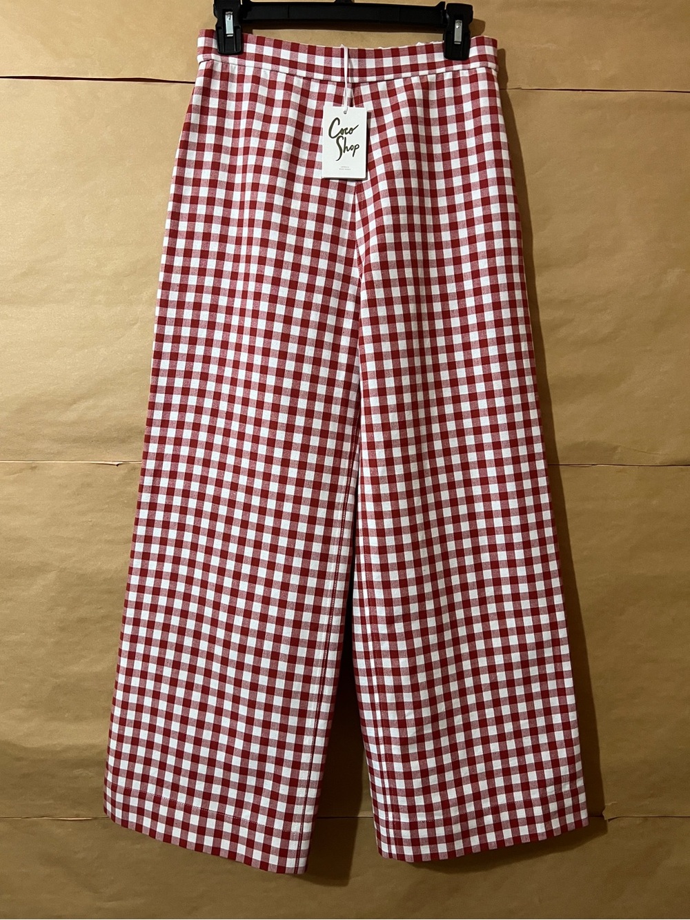 Coco Shop | NWT Red Gingham Wide Leg Pants High Waisted Cotton Size M